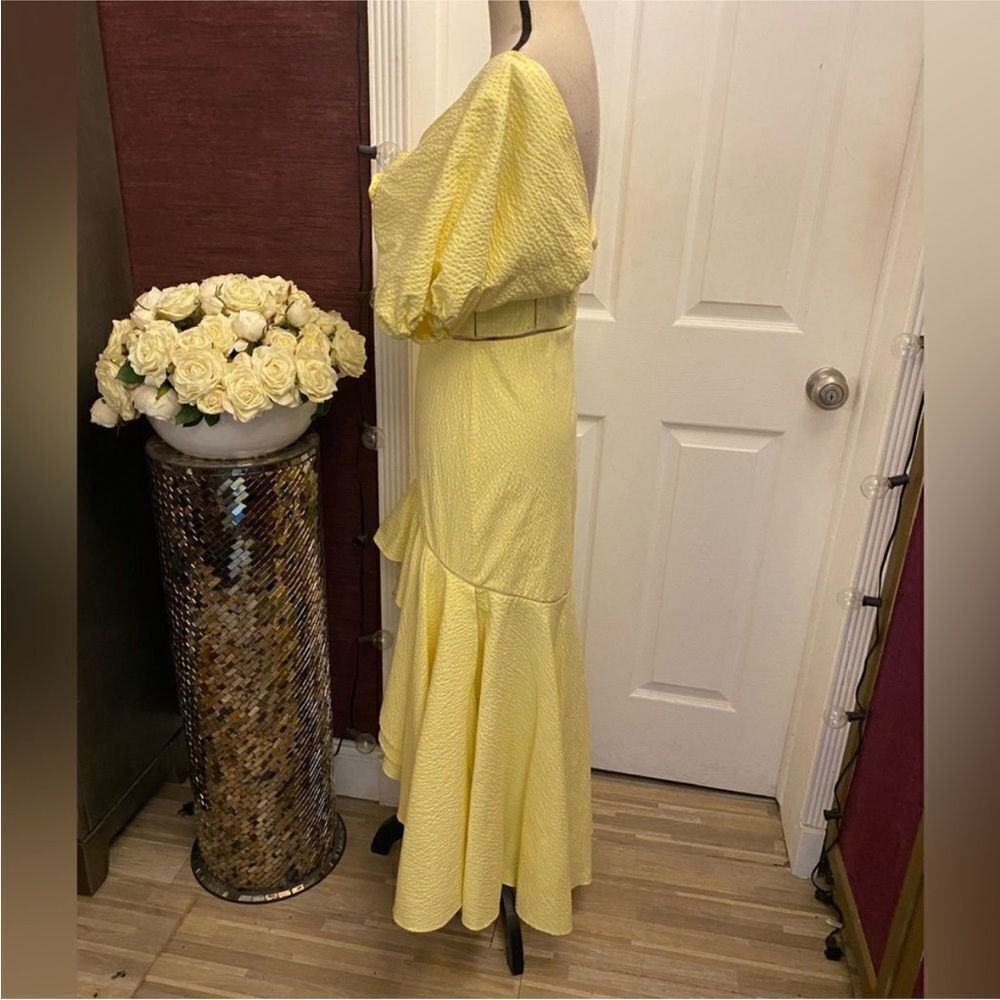 Jonathan Simkhai Yellow Asymmetrical Ruffled Off-Shoulder dress, US2 - Picture 10 of 14